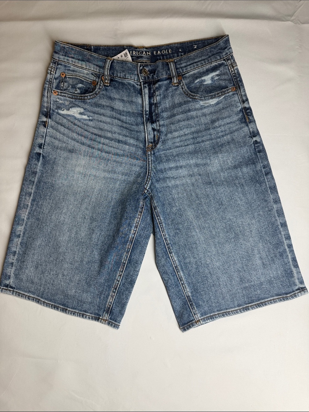 American Eagle Outfitters Light Blue Distressed Denim Shorts